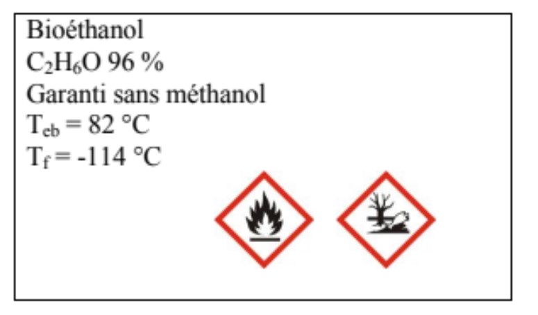 étiquette pictogramme danger bioethanol