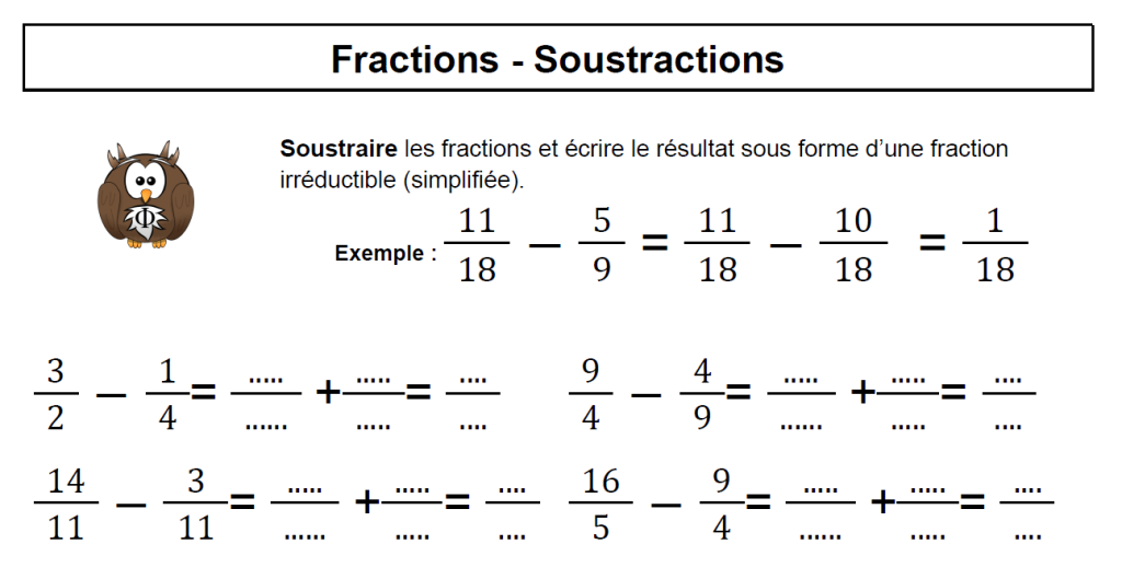 pdf soustraction fractions à télécharger