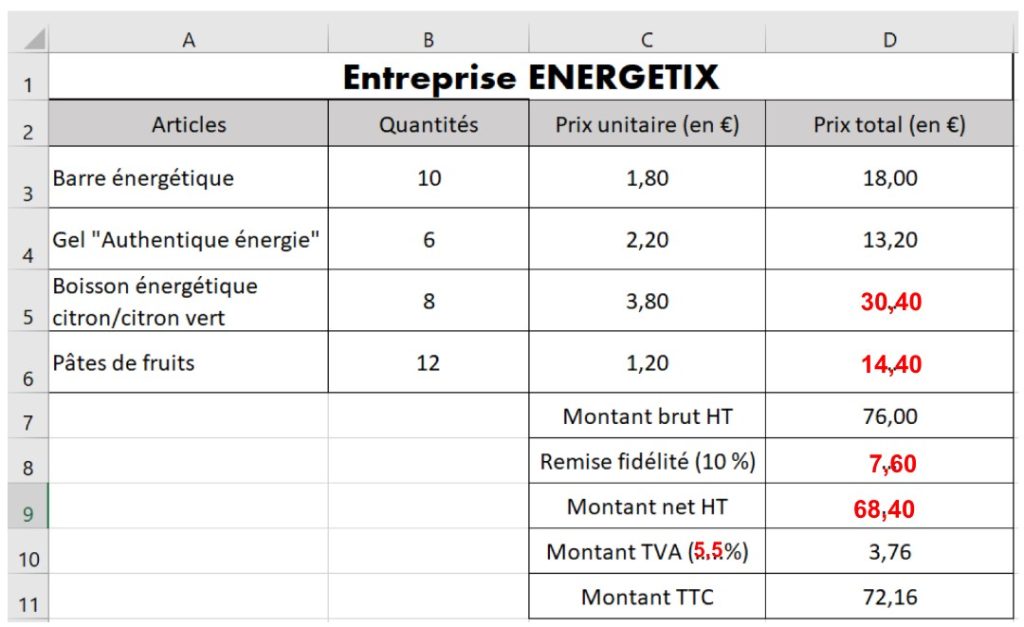 tableur facture remise TVA